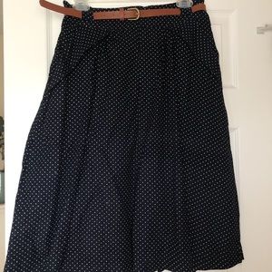 Comme Toi Navy Corduroy Polka-Dot Skirt